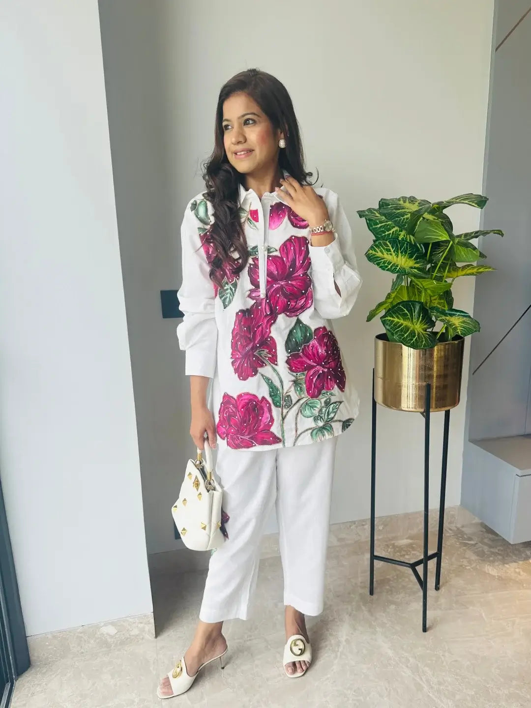 Linen Blossom shirt set