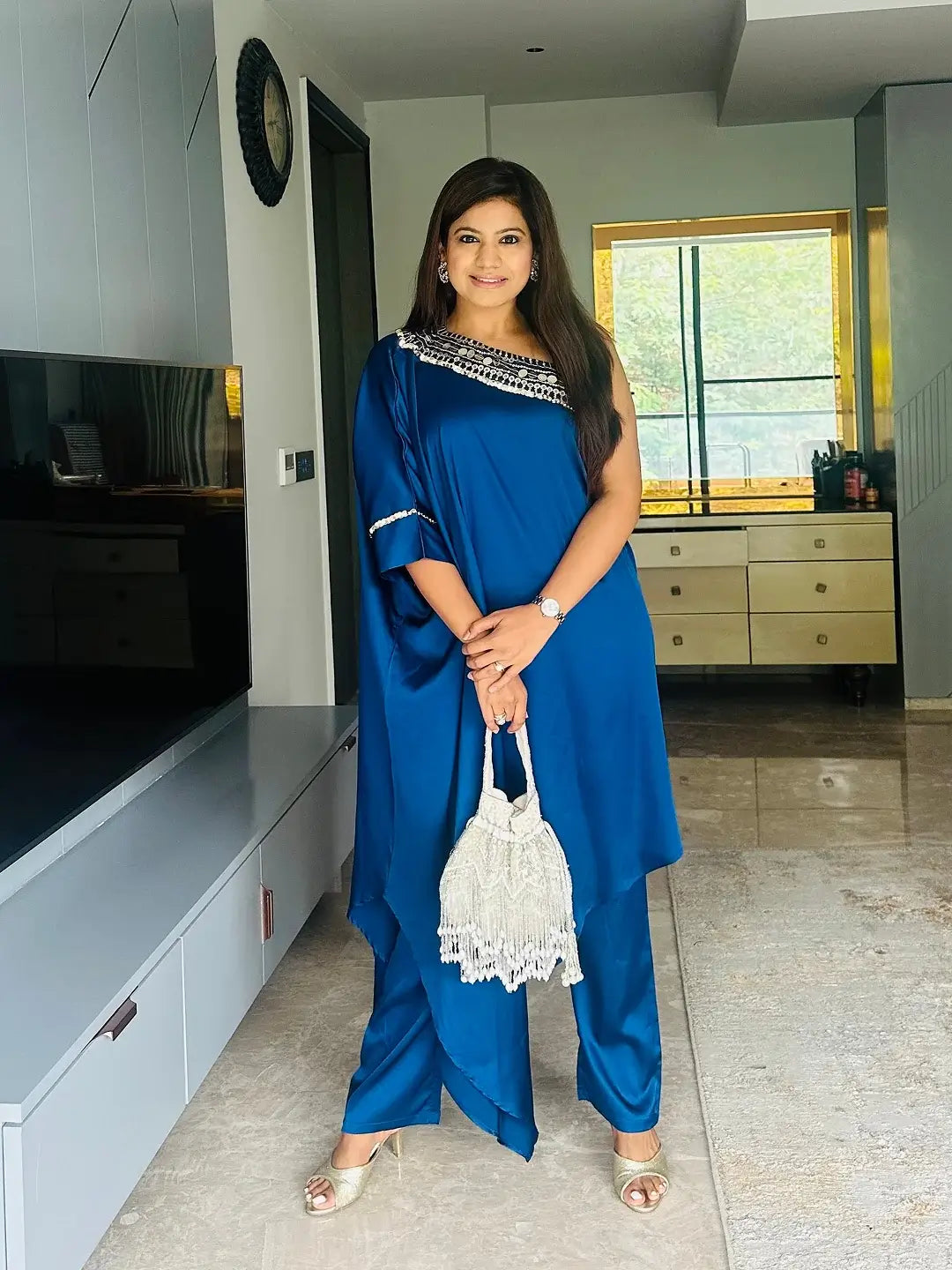 Sapphire Sway draped dress