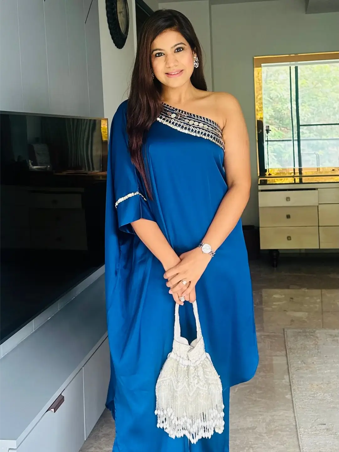Sapphire Sway draped dress