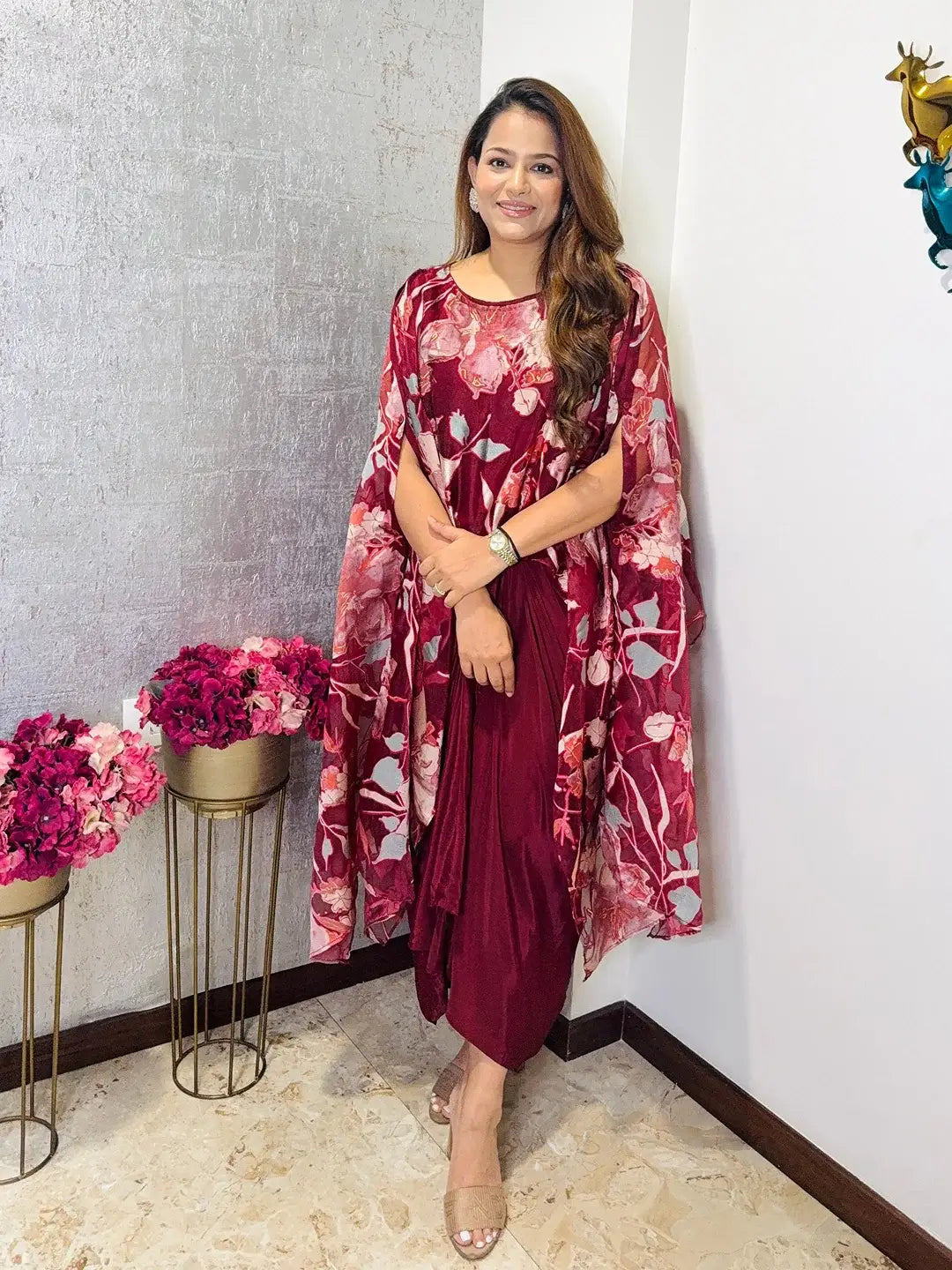 Scarlet Flow draped skirt set