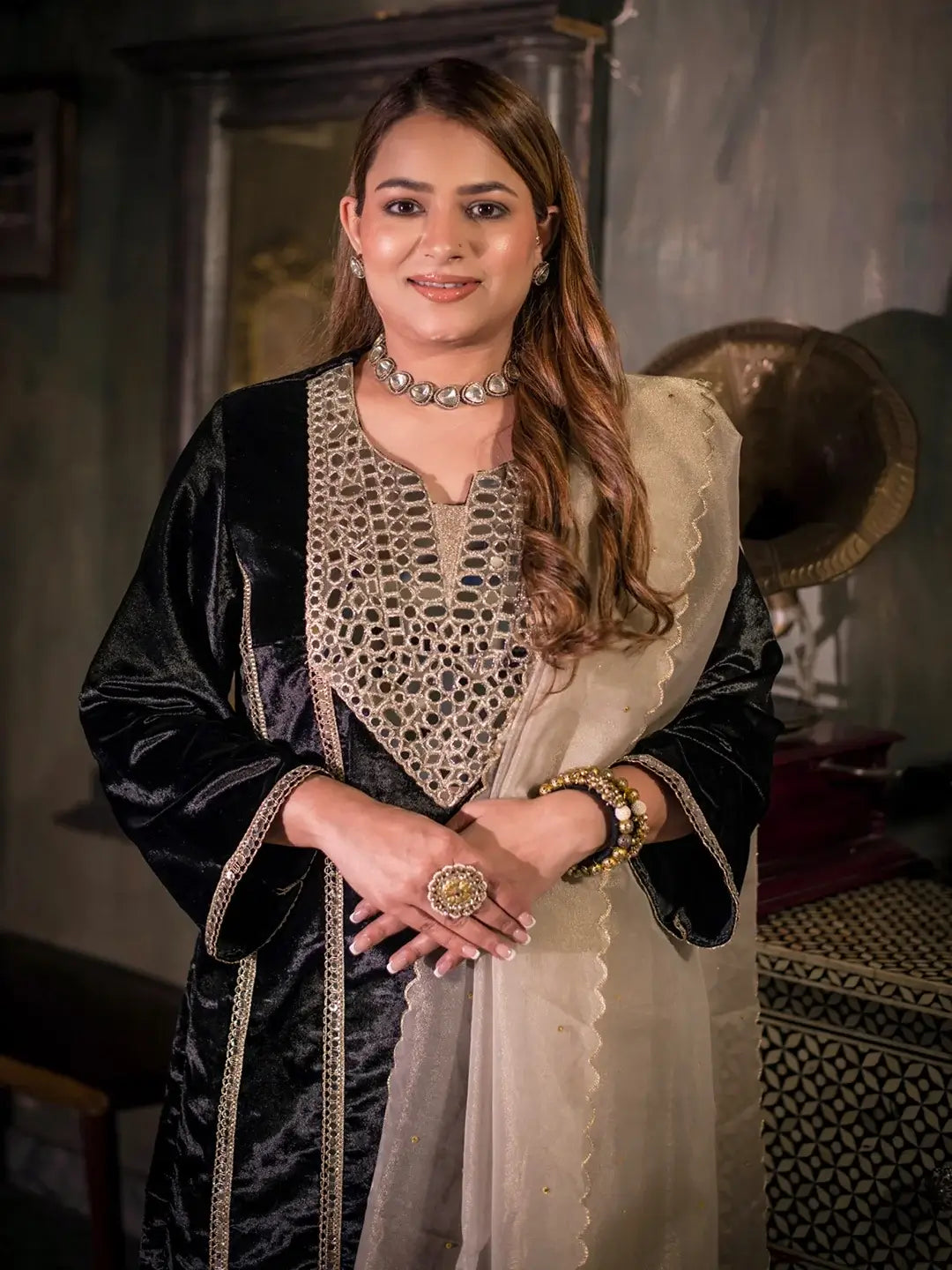 Sheesh Mahal Kurta Set Black