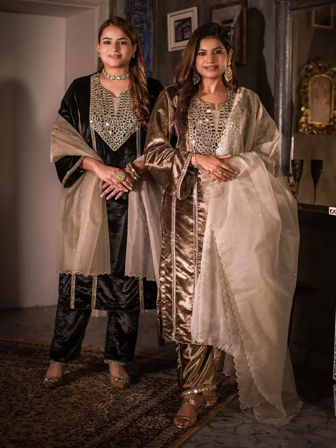 Sheesh Mahal Kurta Set Taupe