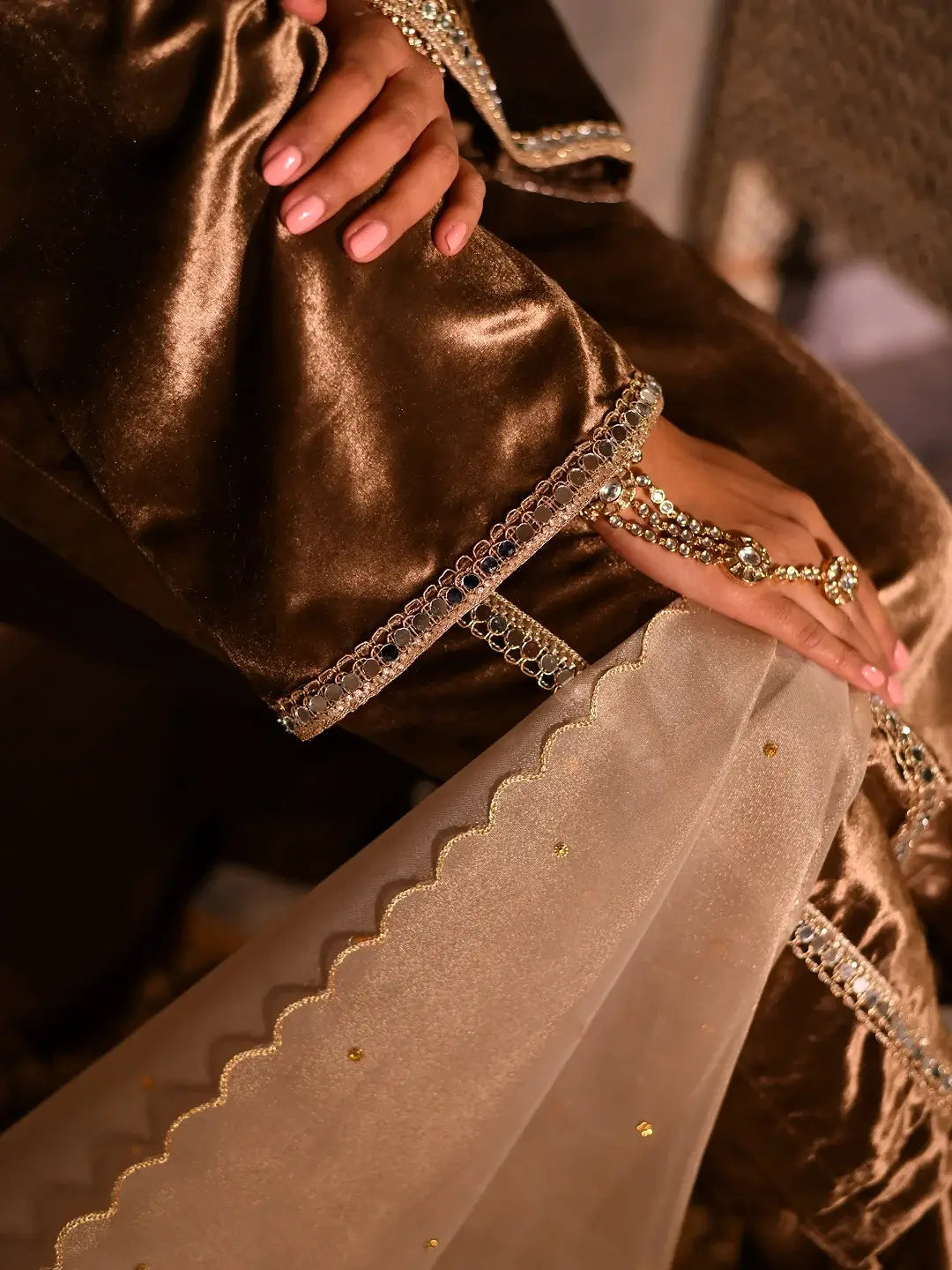 Sheesh Mahal Kurta Set Taupe