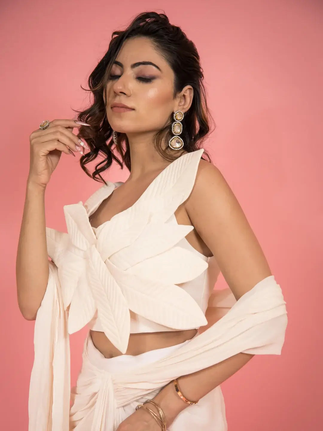 3d Leaf Draped Saree