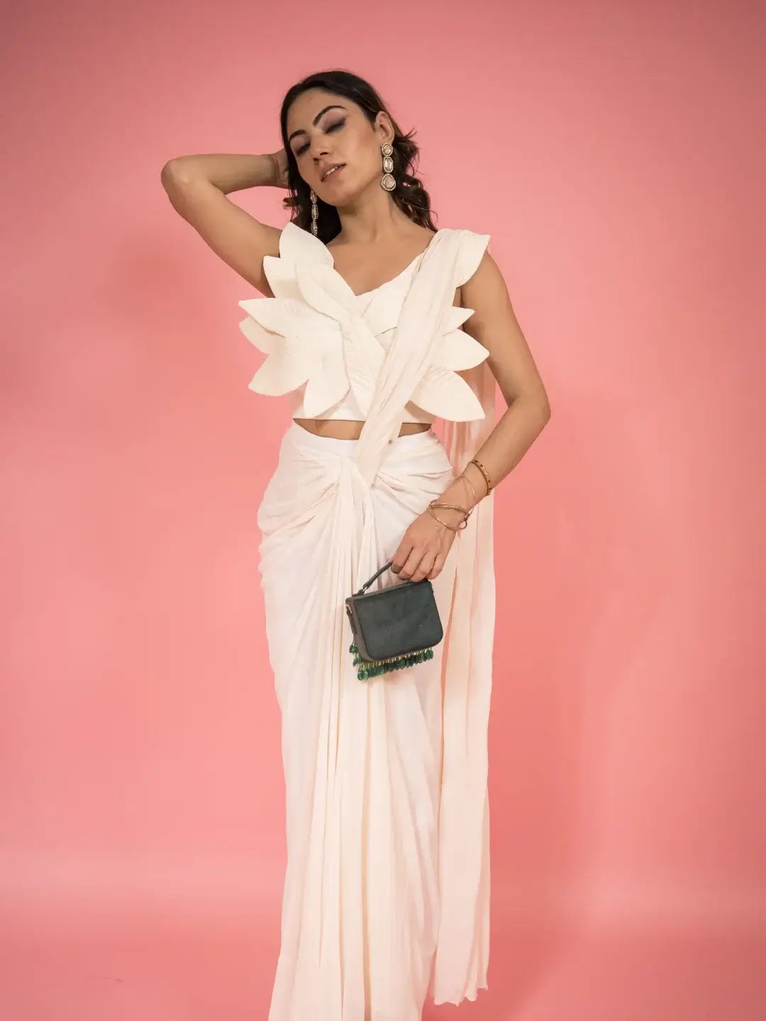 3d Leaf Draped Saree