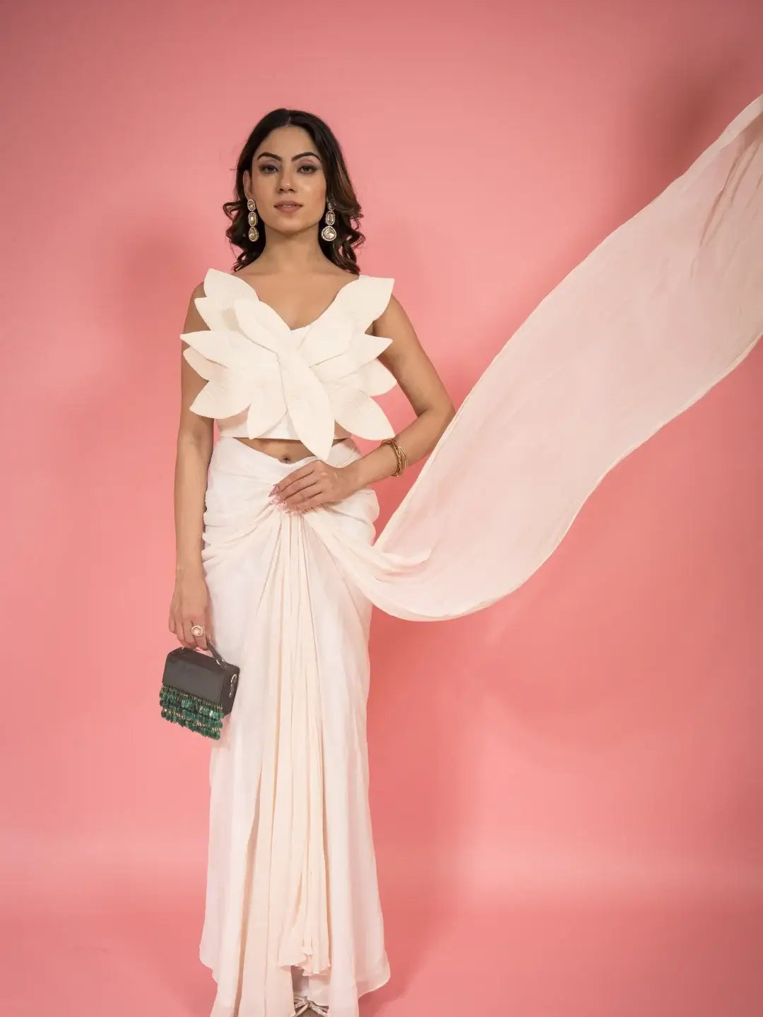 3d Leaf Draped Saree