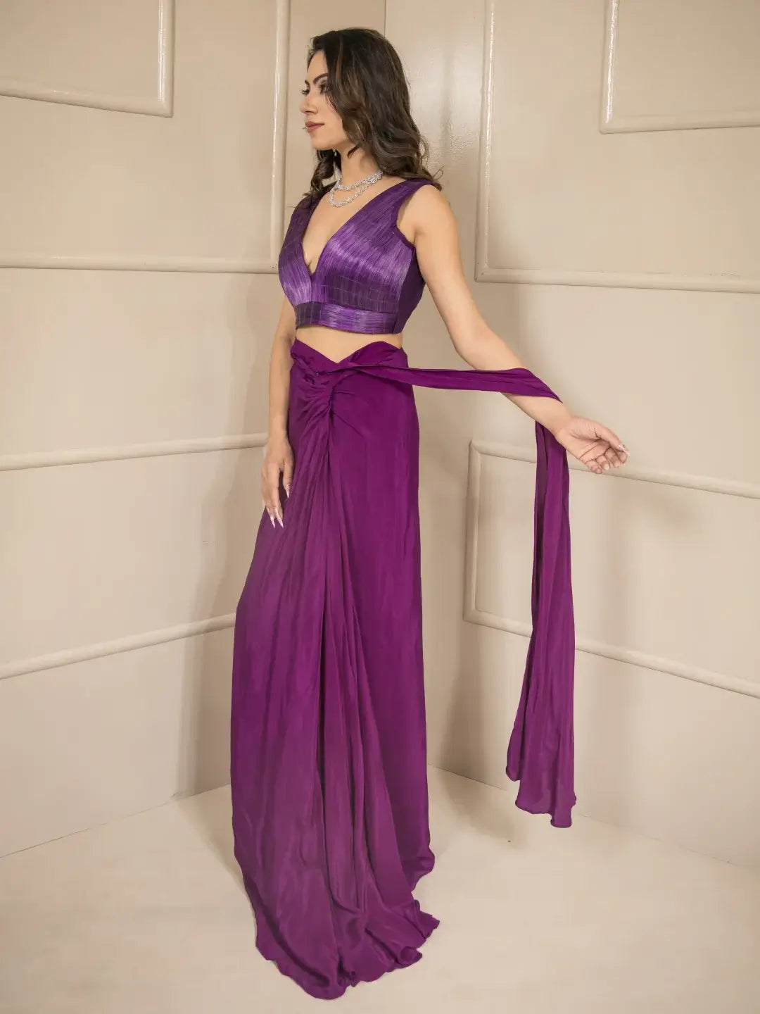 Sufi Metallic Draped saree