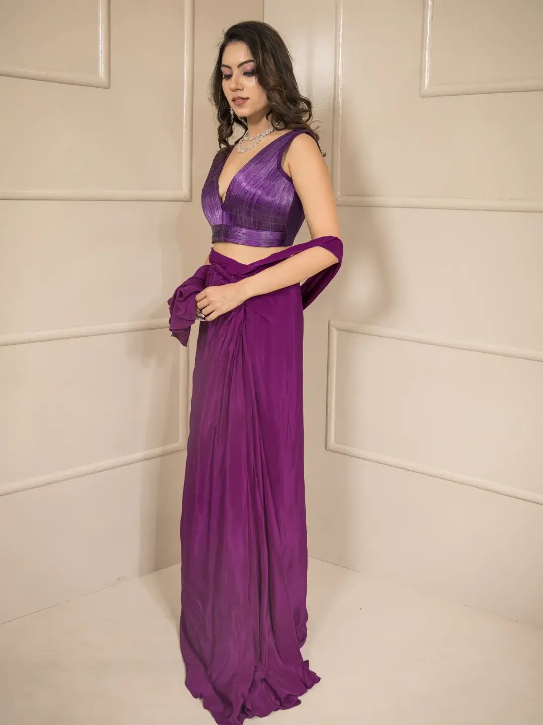 Sufi Metallic Draped saree