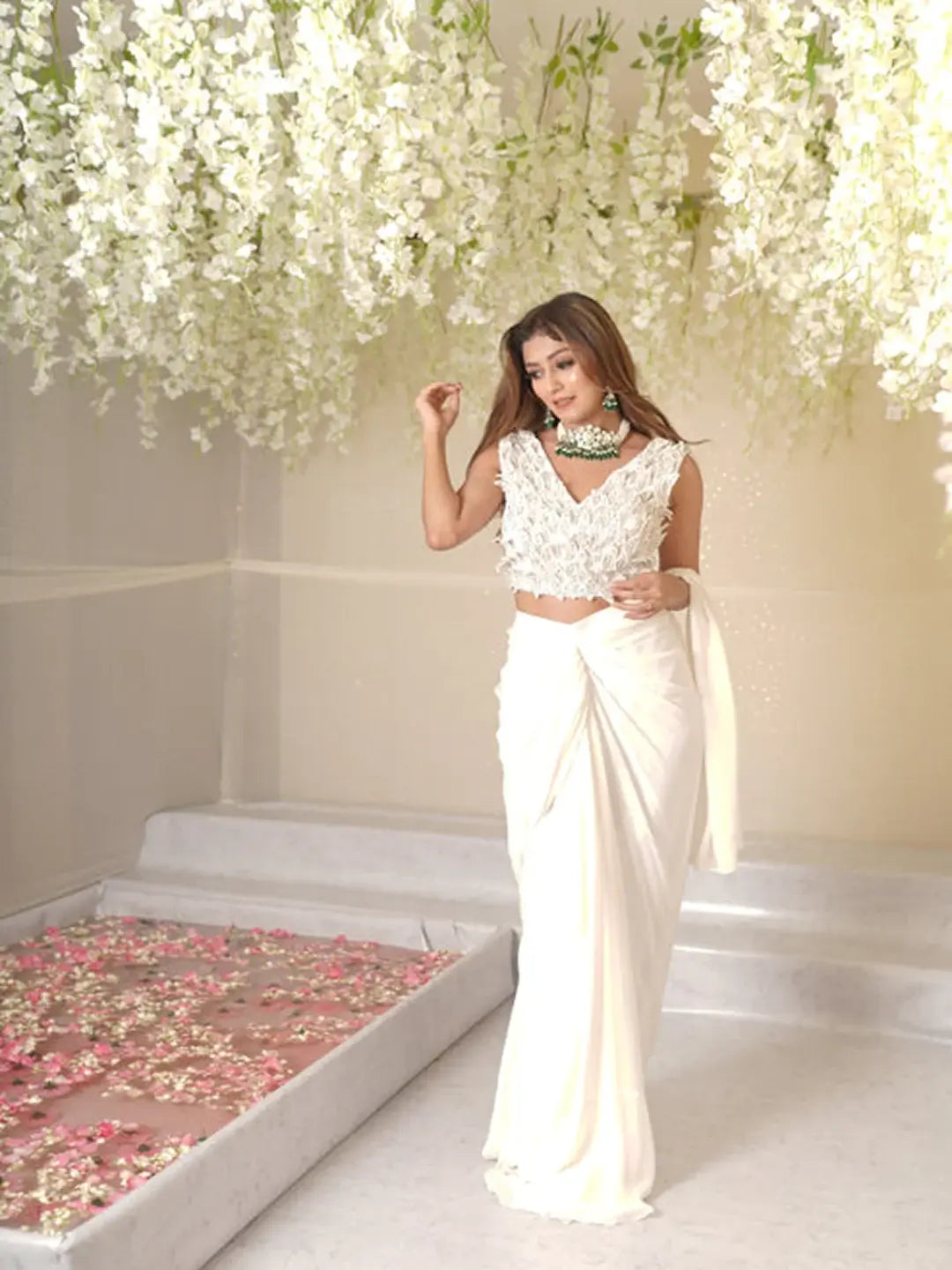 Carol 3D Leaf Draped Saree