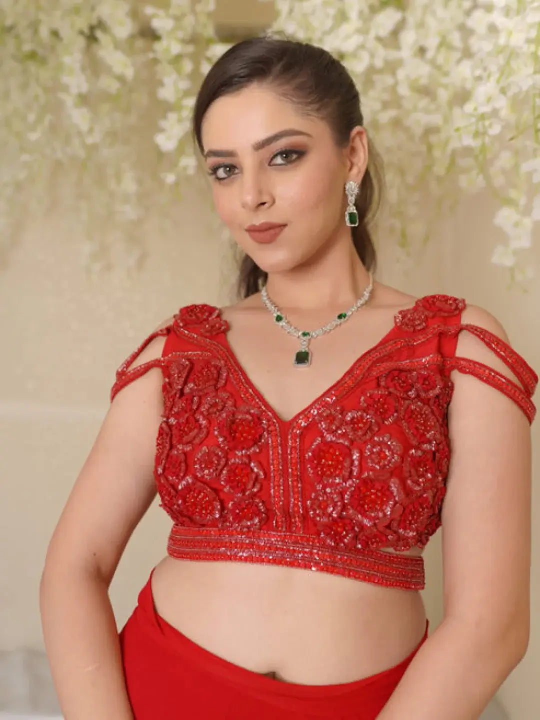 Zara Floral Blouse With Draped Saree