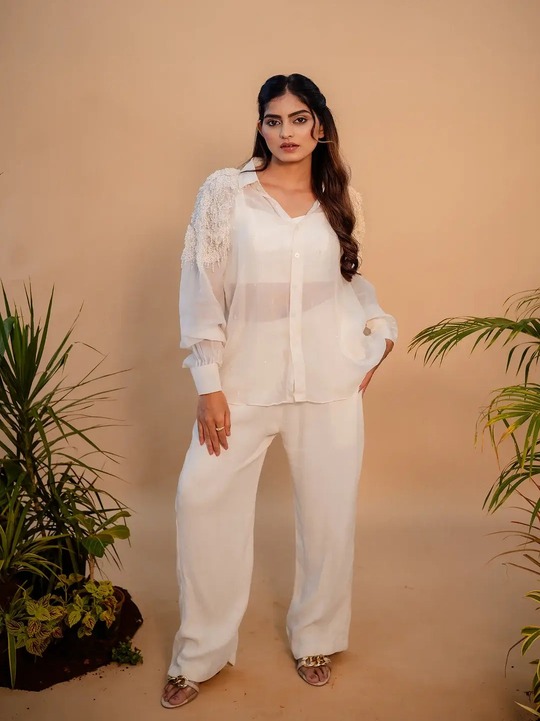 Mila Embellished shirt Set