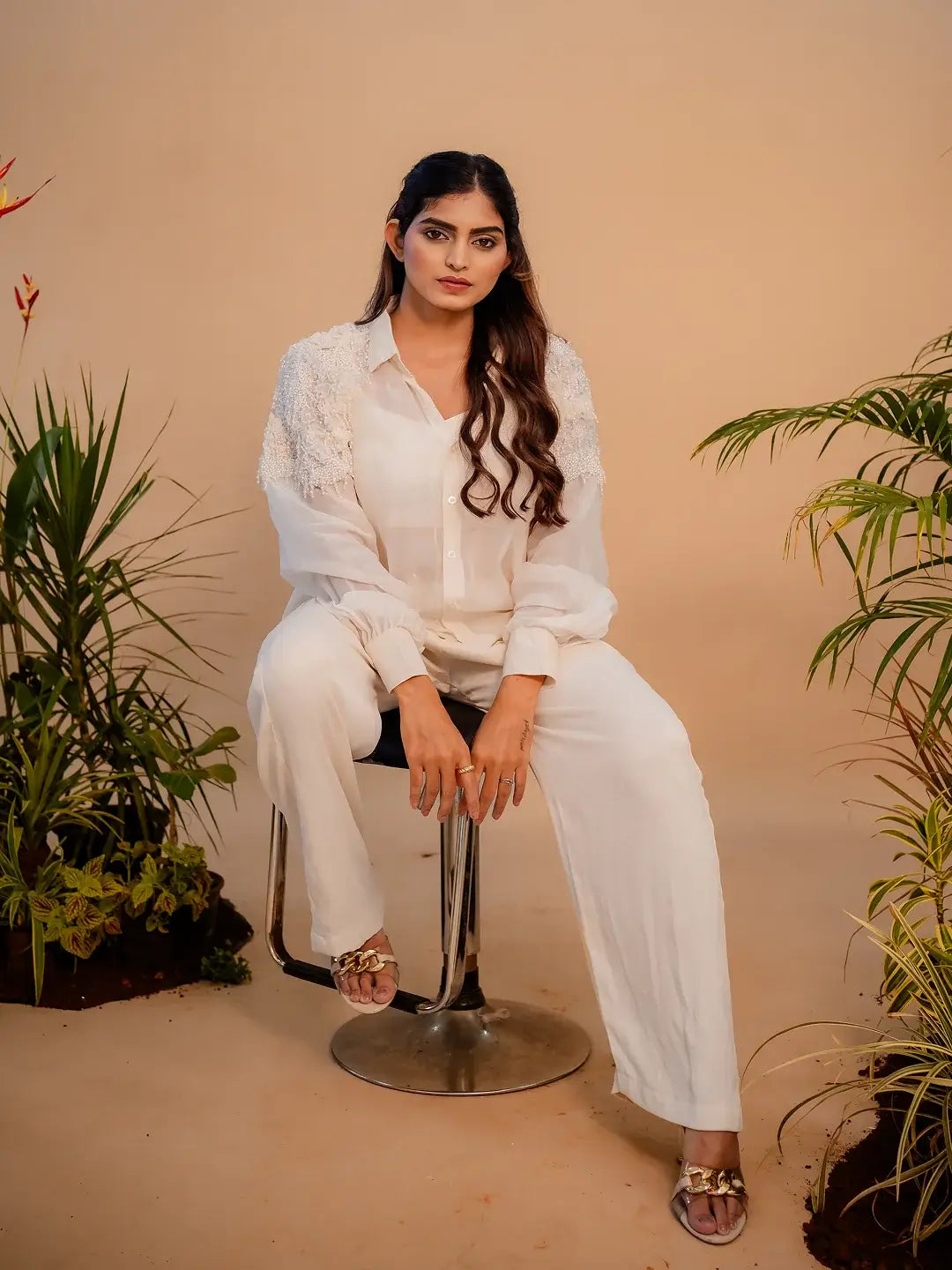 Mila Embellished shirt Set