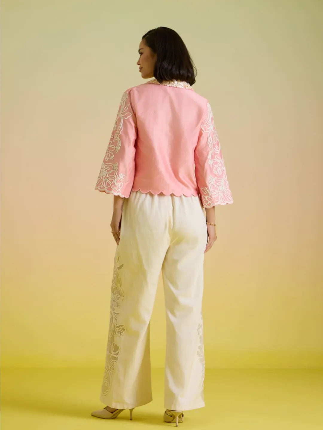 Rosé embroidered coord set