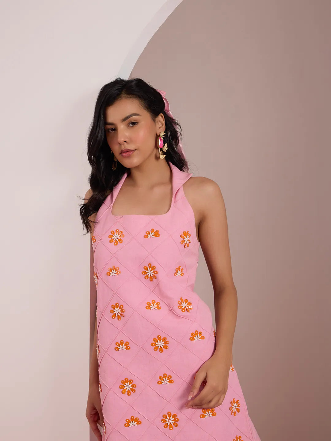 pintuck petal dress