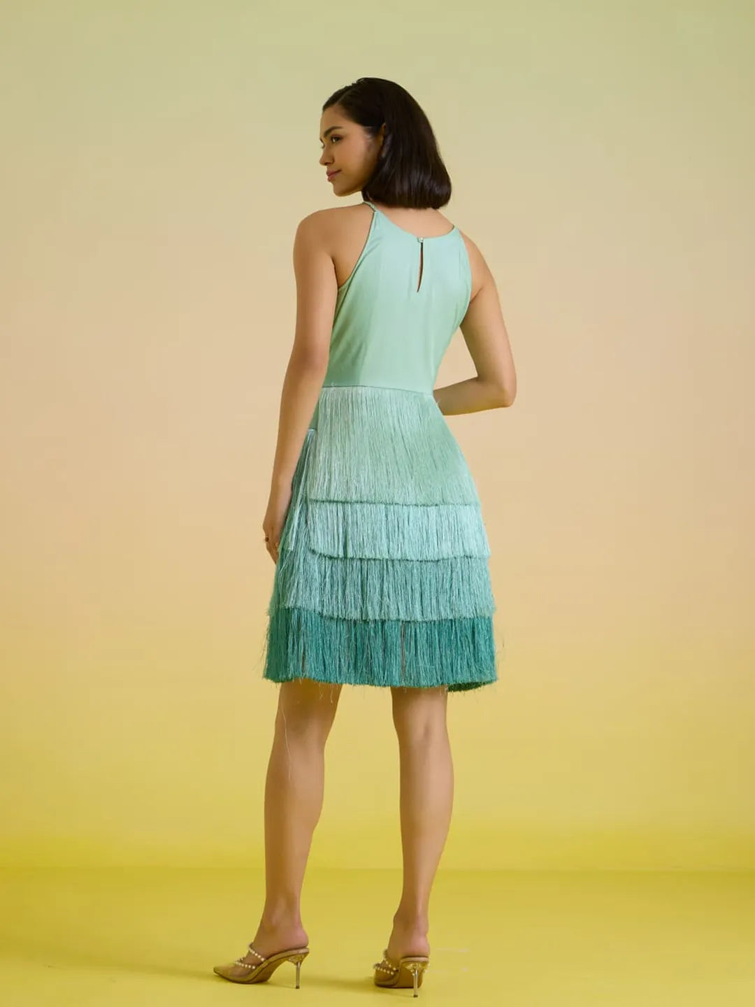 mint tassel dress