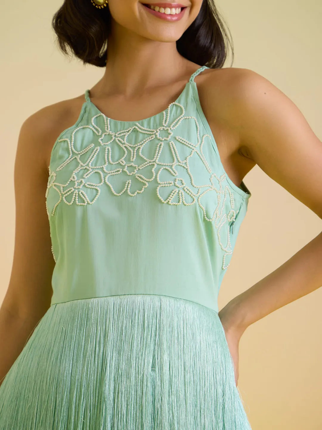 mint tassel dress