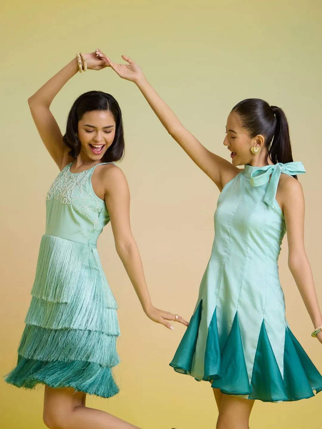mint tassel dress