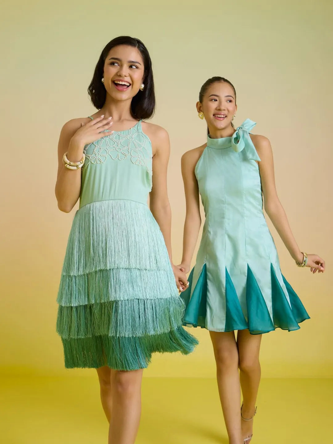 mint tassel dress