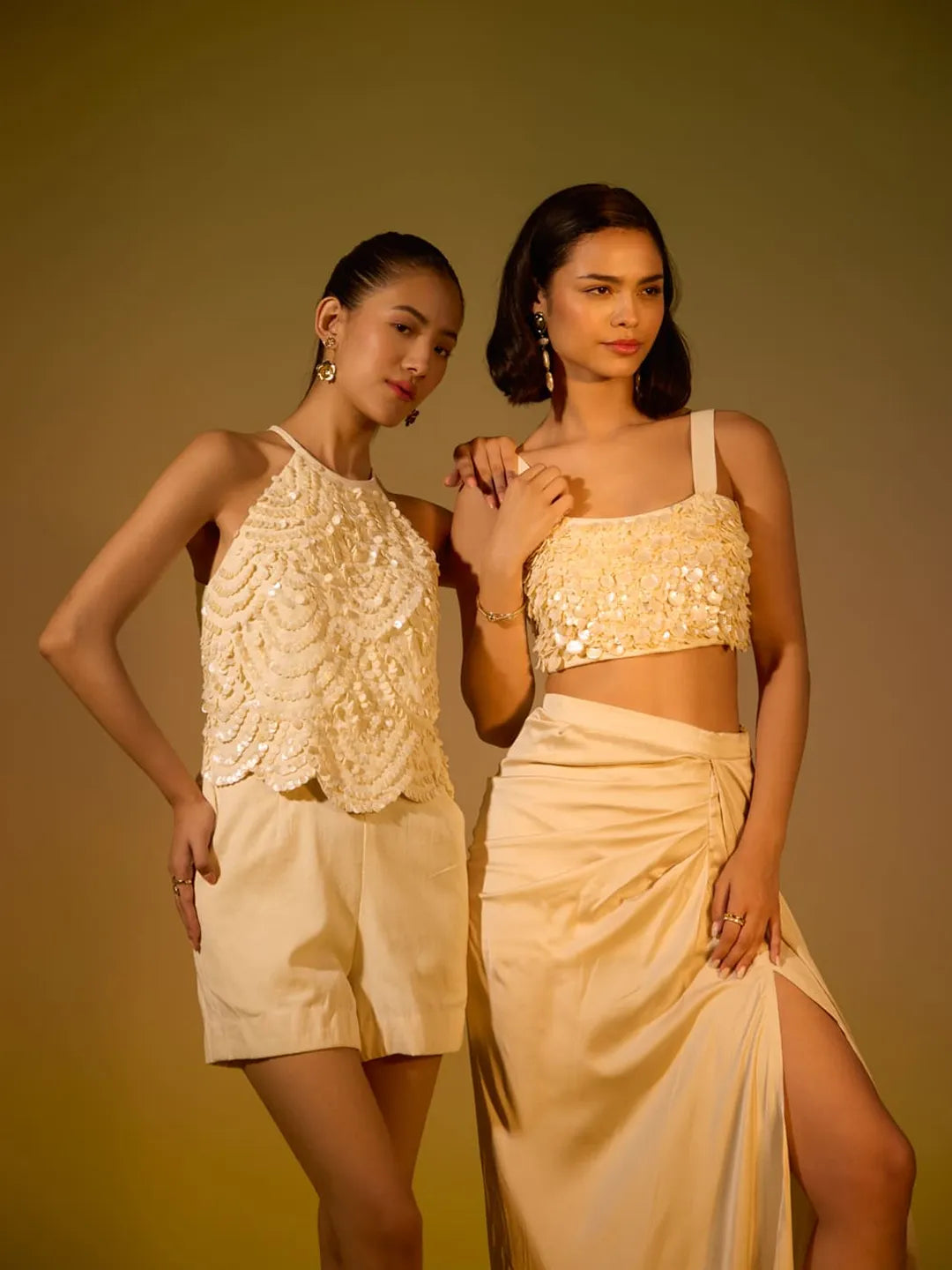 Ivory shell bustier set