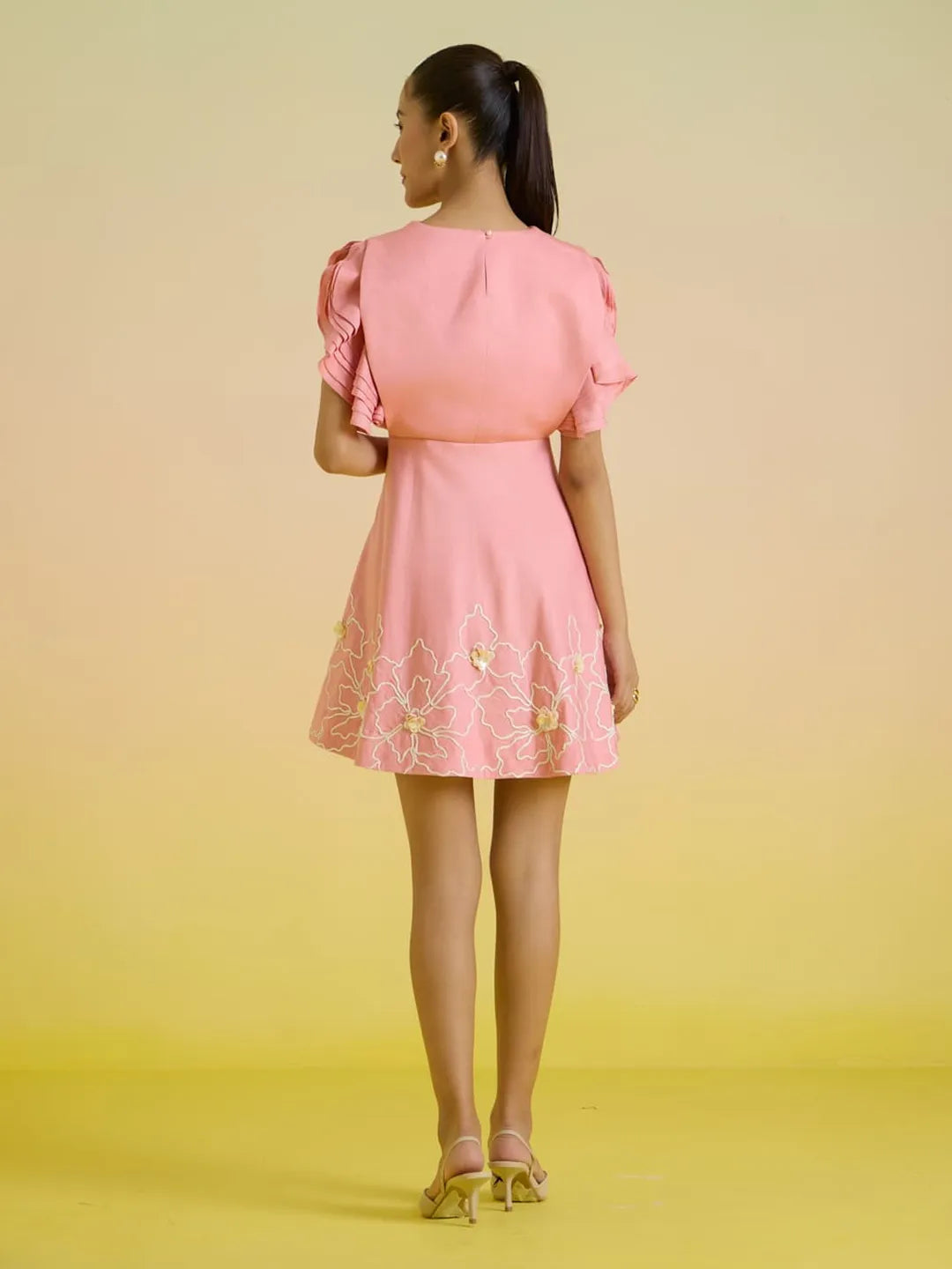 Rosé petal embroidered dress