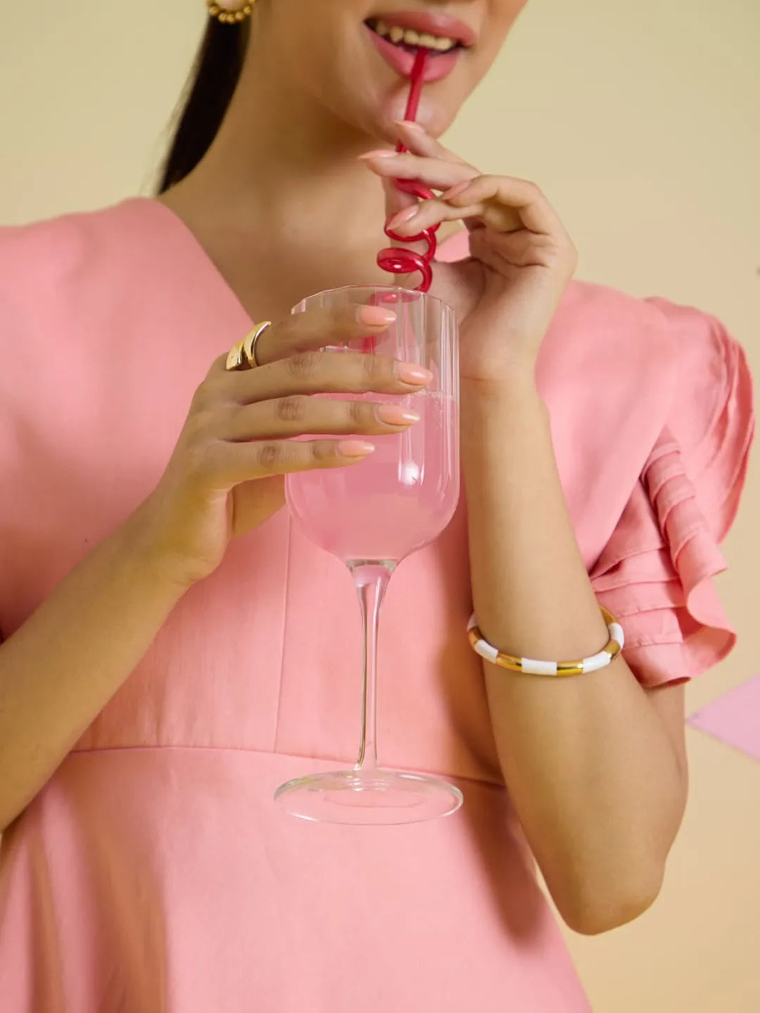 Rosé petal embroidered dress