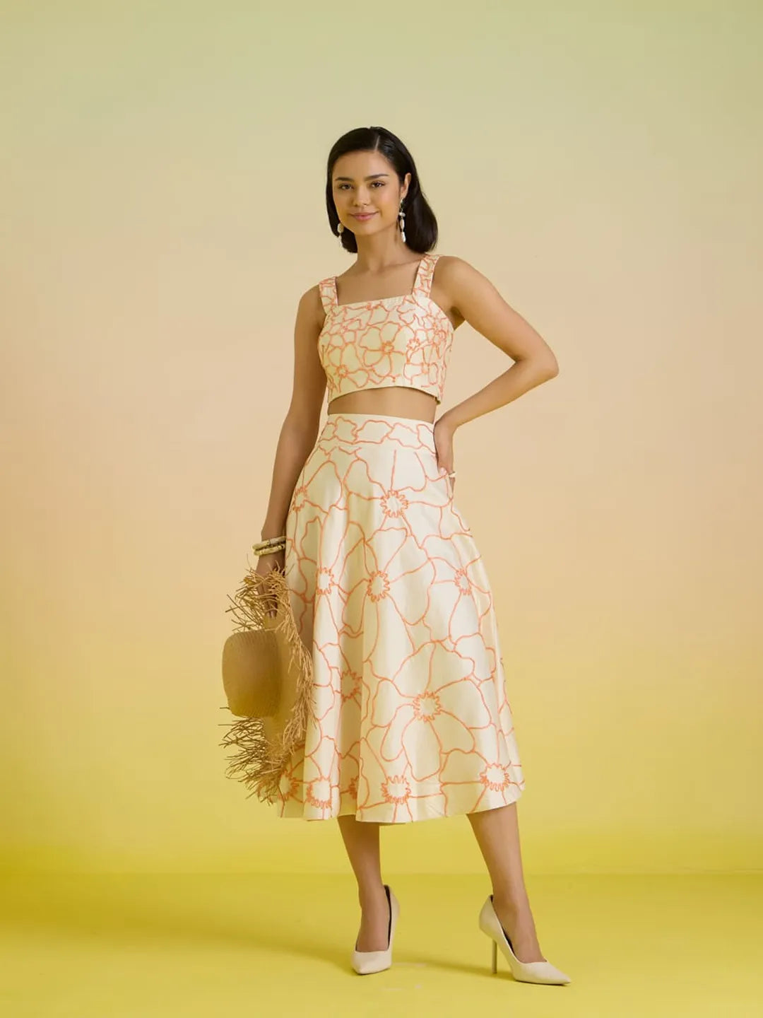 Ivory dusk embroidered skirt