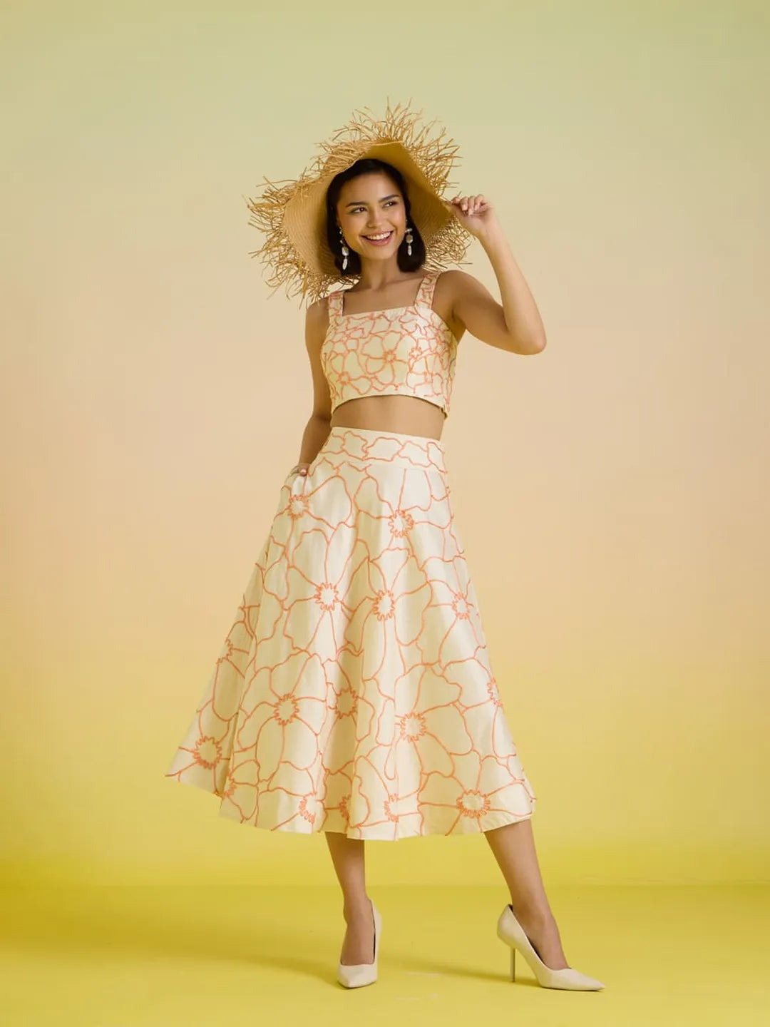 Ivory dusk embroidered coord set
