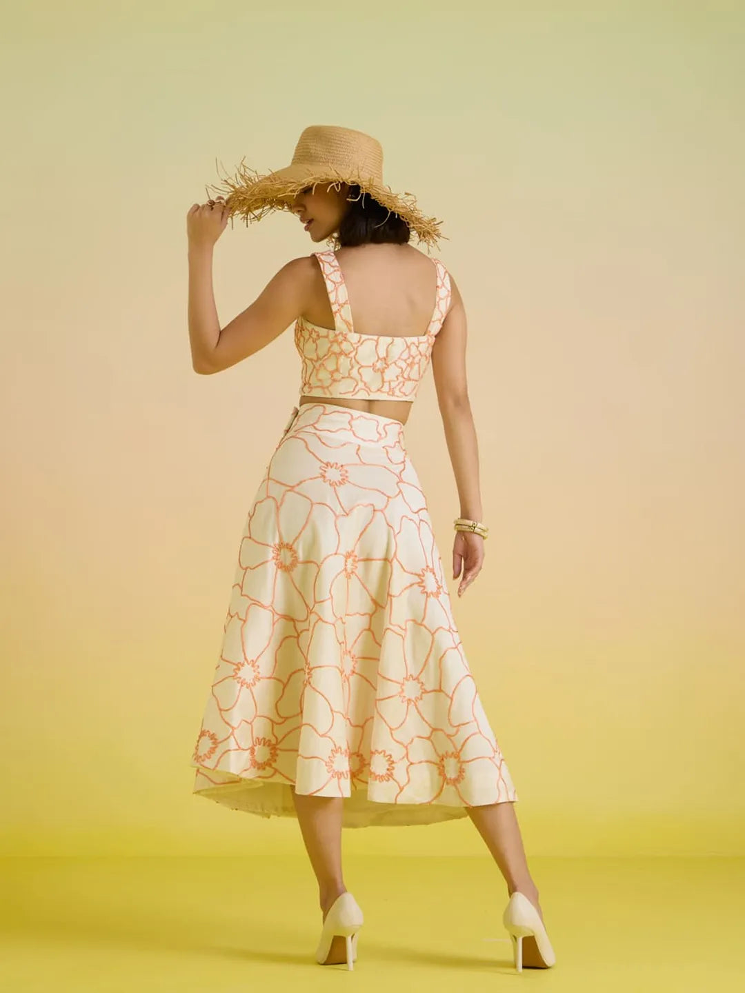 Ivory dusk embroidered skirt