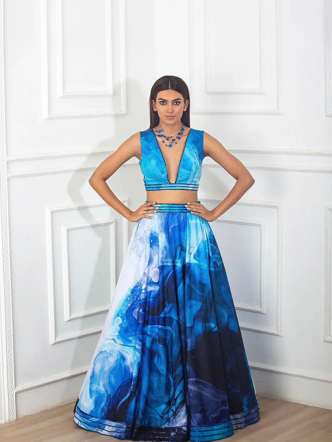 Twisted Printed Lehenga Set