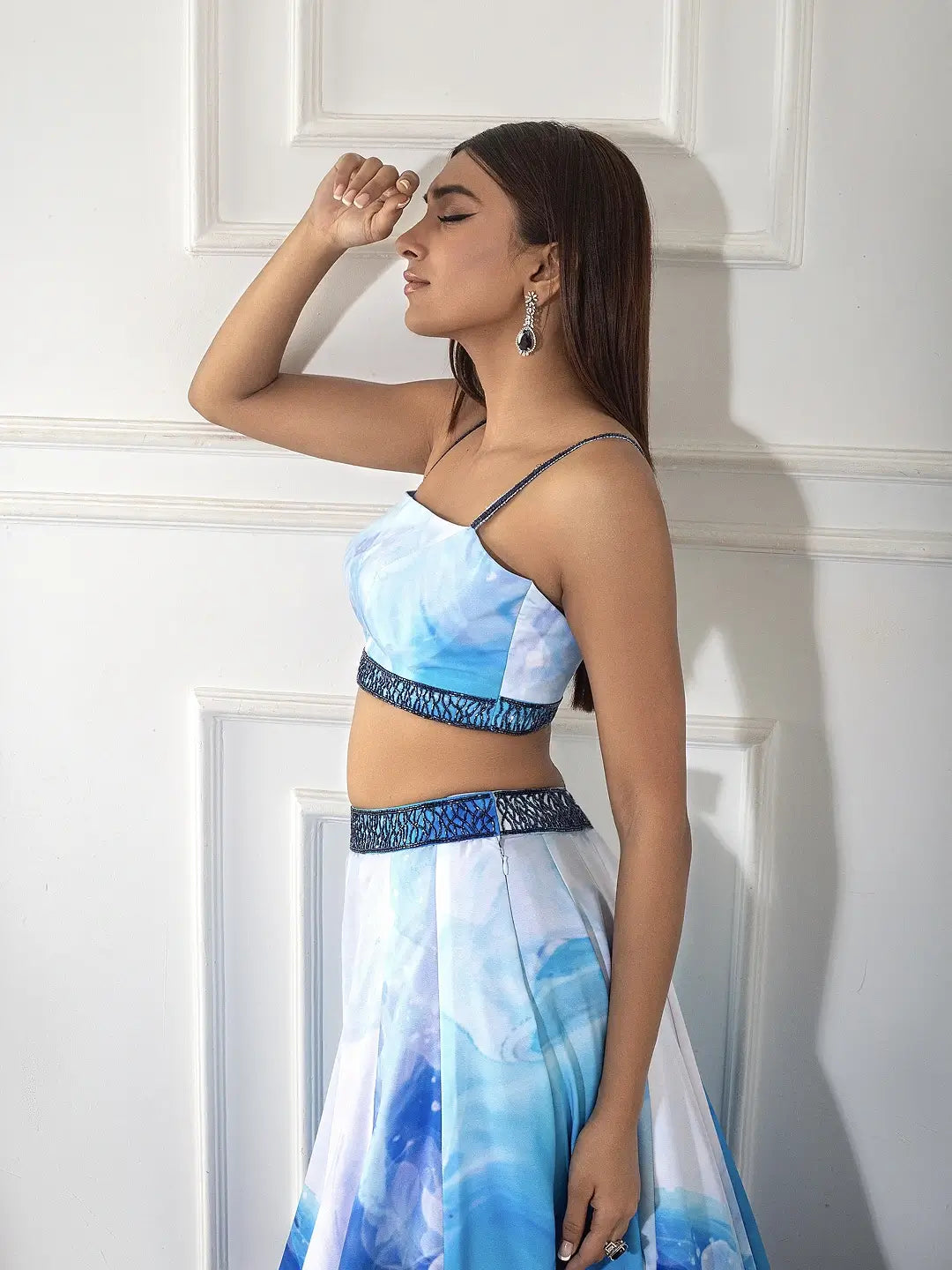 White Printed Lehenga Set