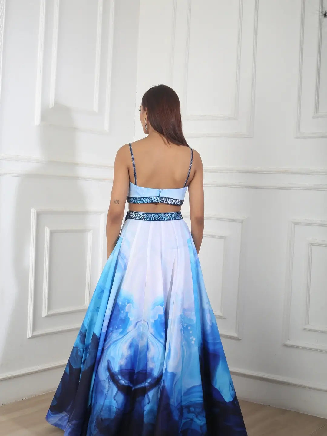 White Printed Lehenga Set