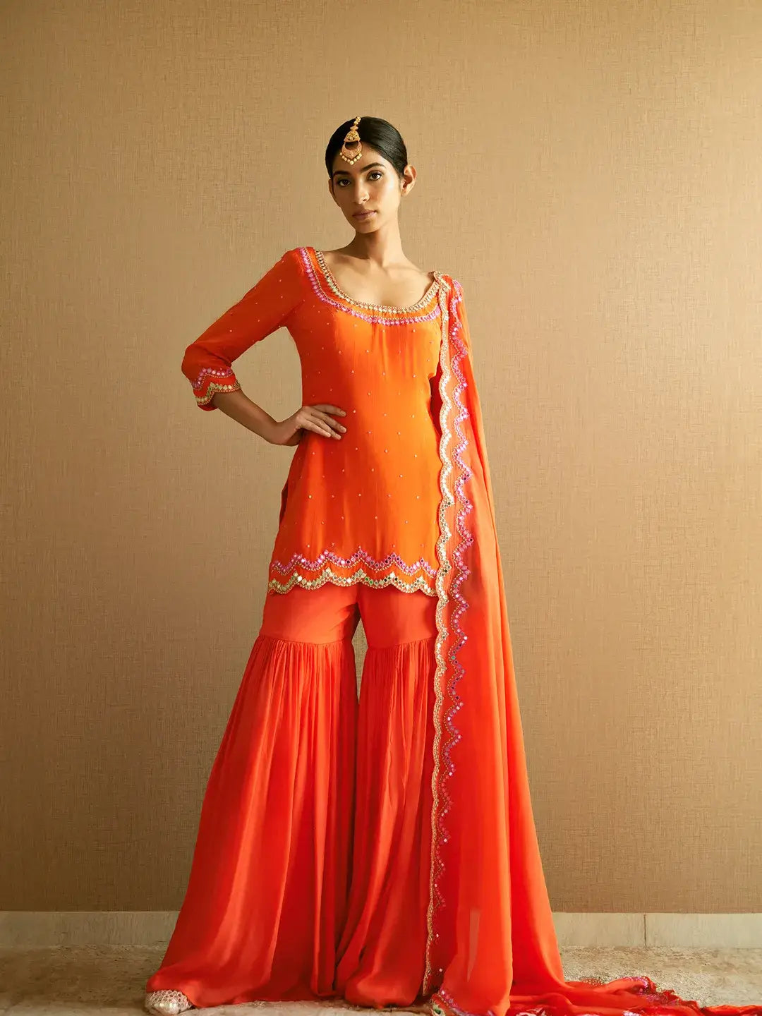 Orange Sharara Set