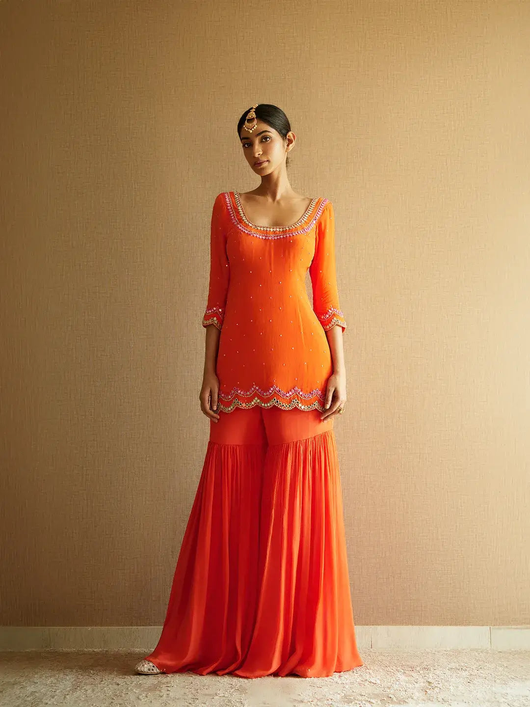 Orange Sharara Set