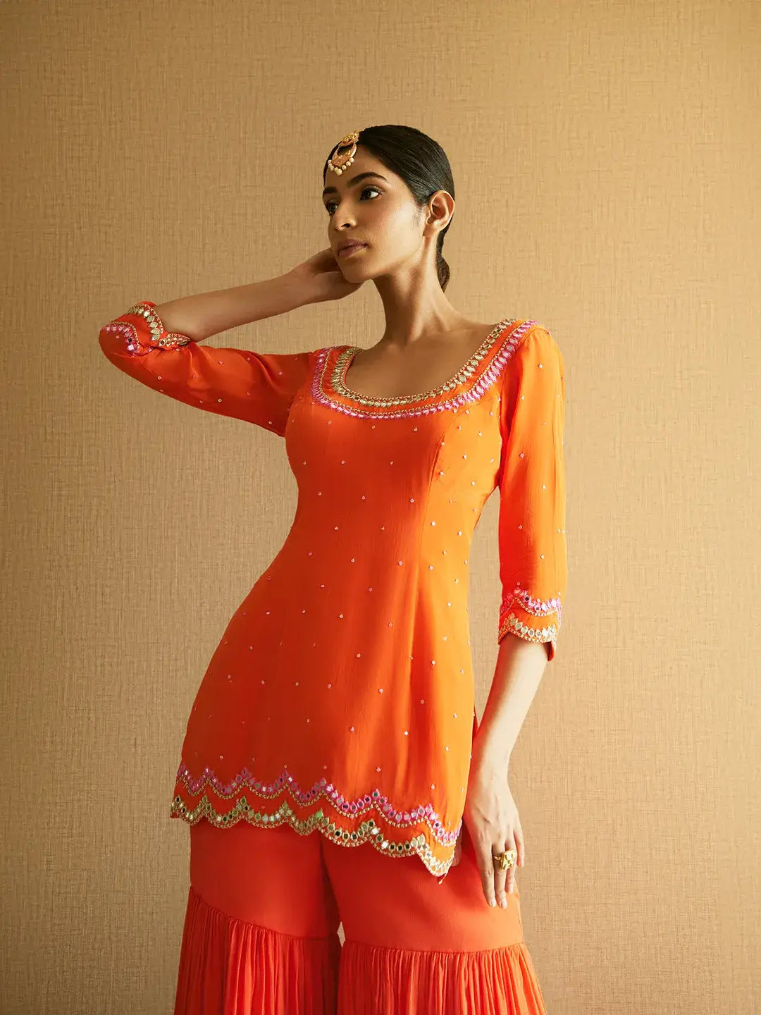 Orange Sharara Set