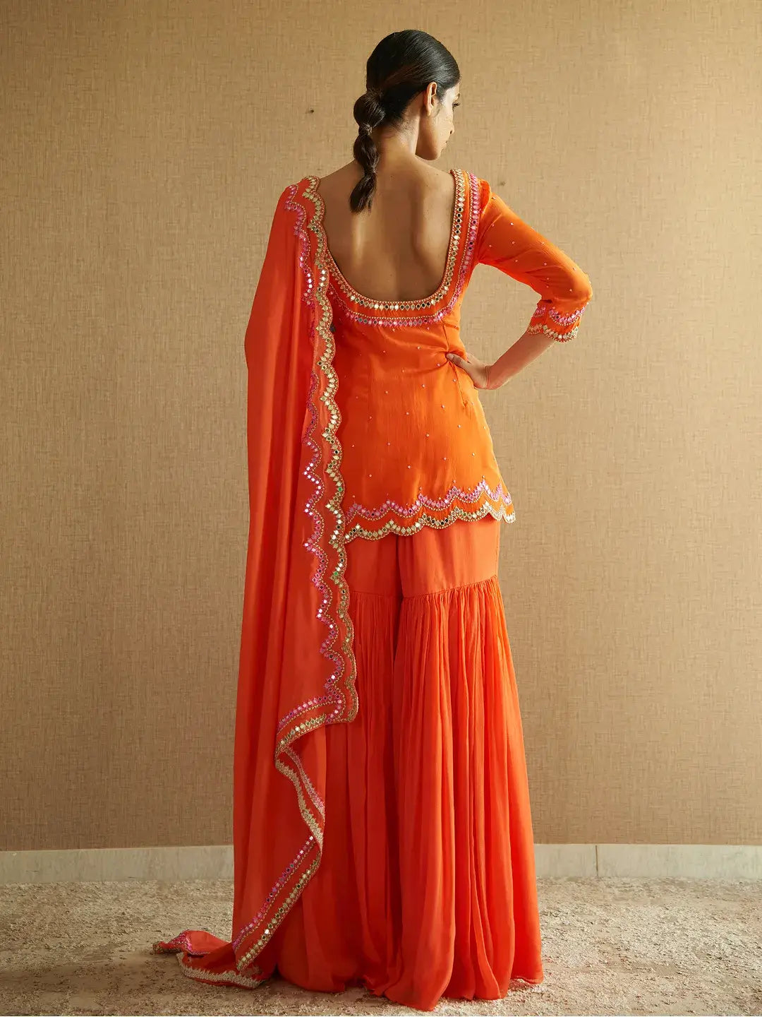 Orange Sharara Set