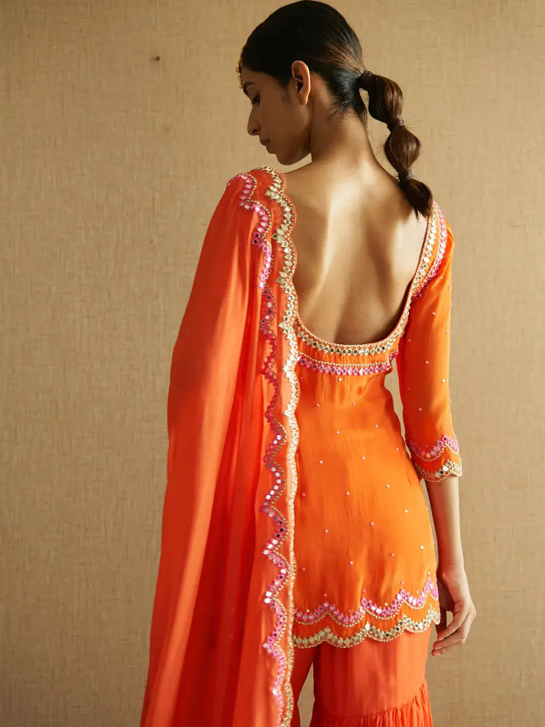 Orange Sharara Set