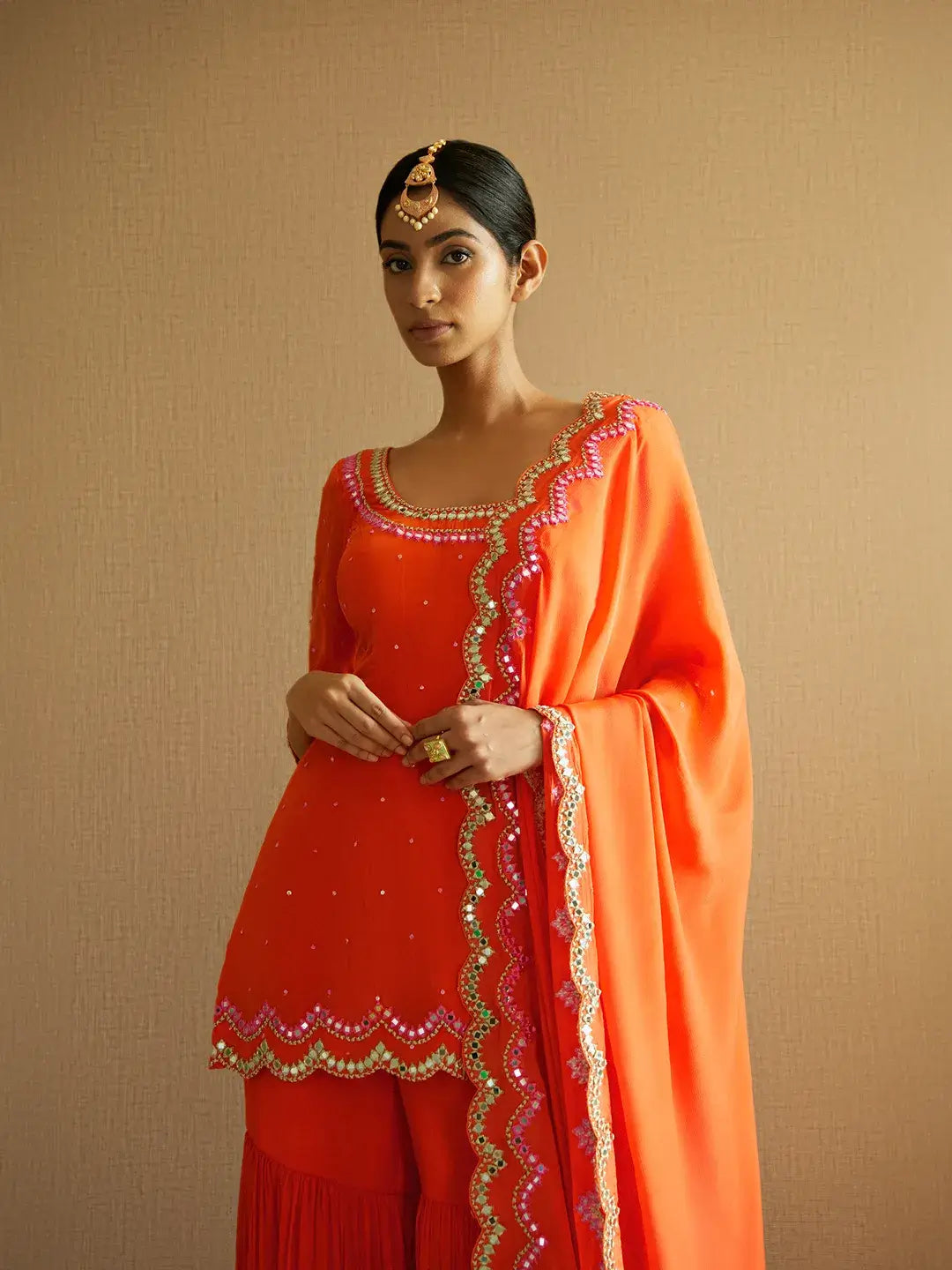 Orange Sharara Set