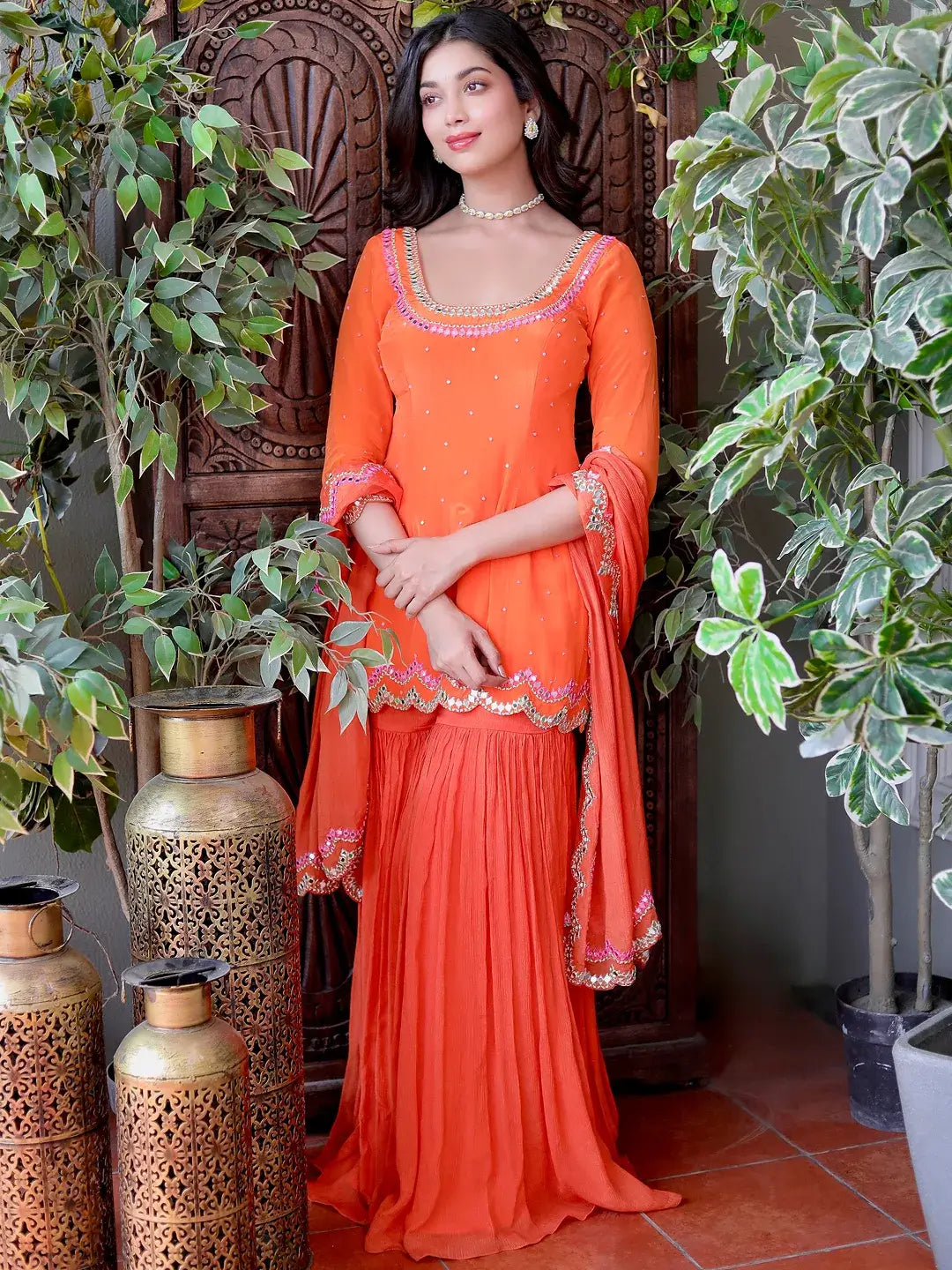 Orange Sharara Set