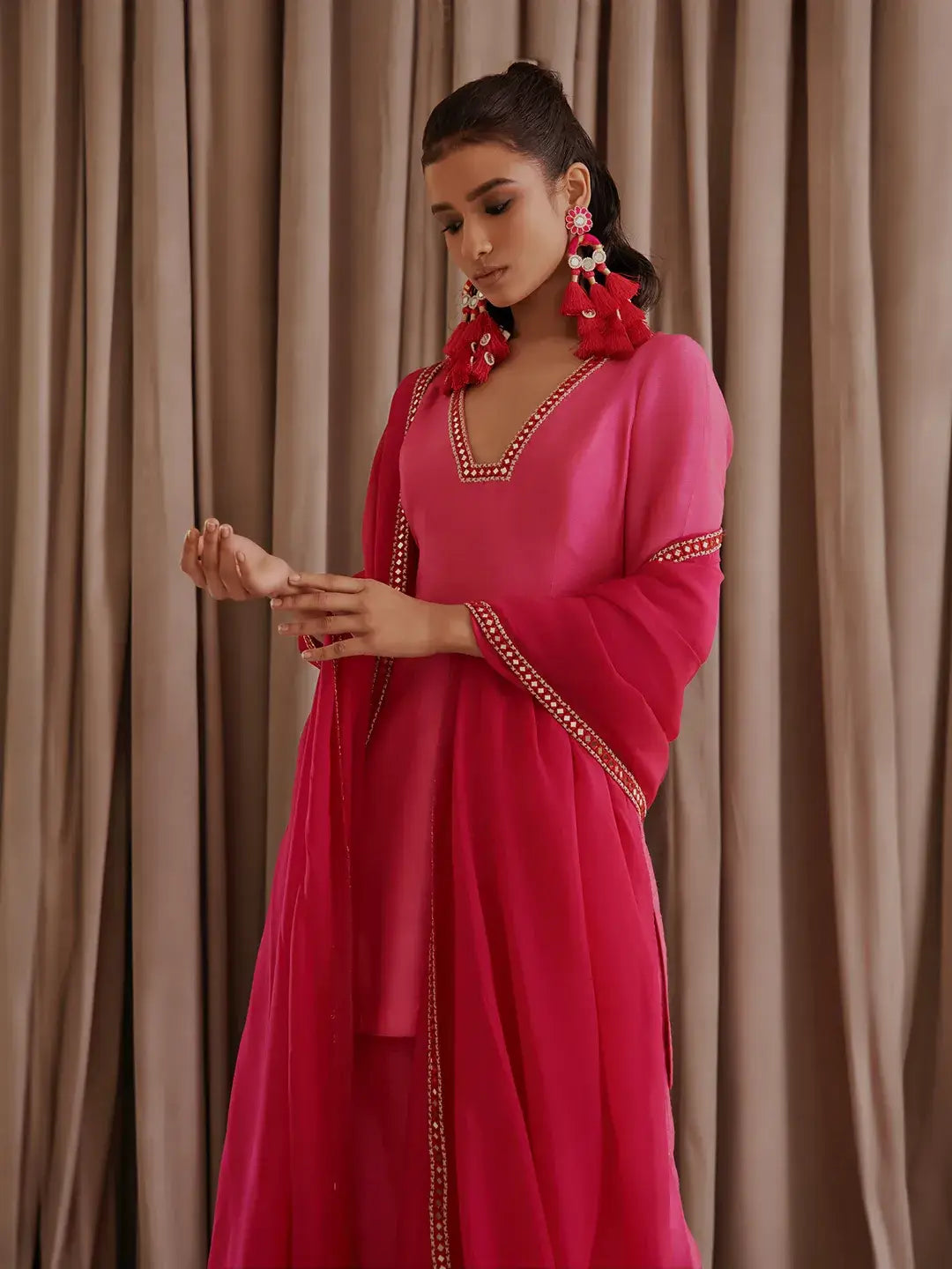 Hot Pink Kurti Palazzo Set
