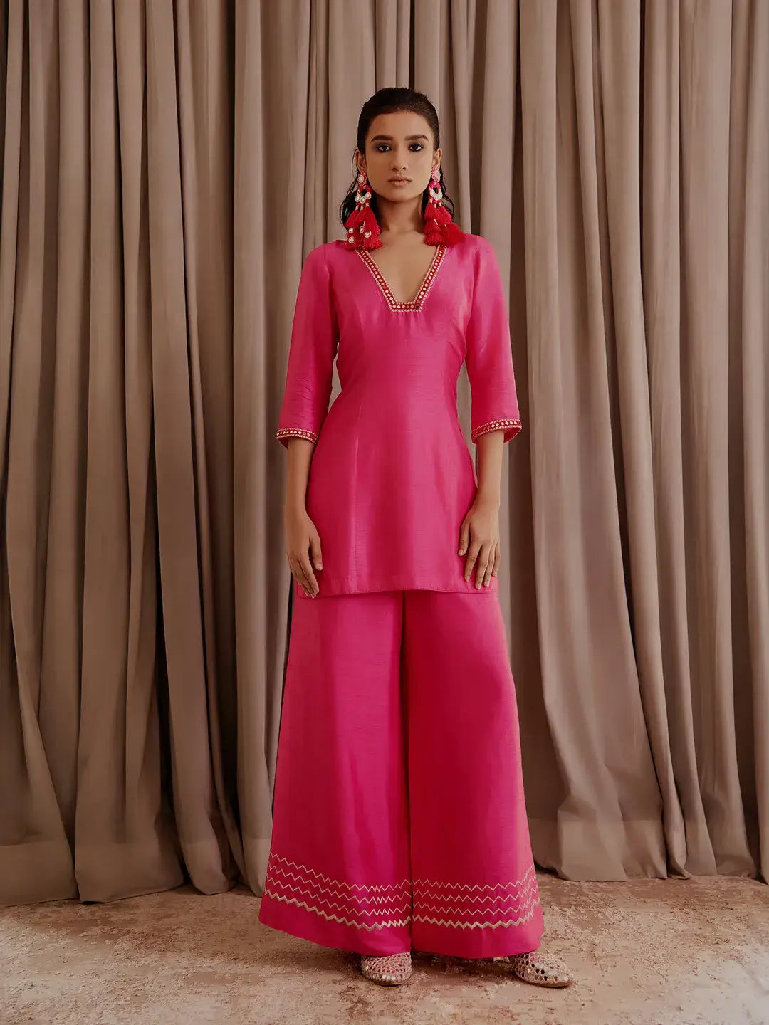Hot Pink Kurti Palazzo Set