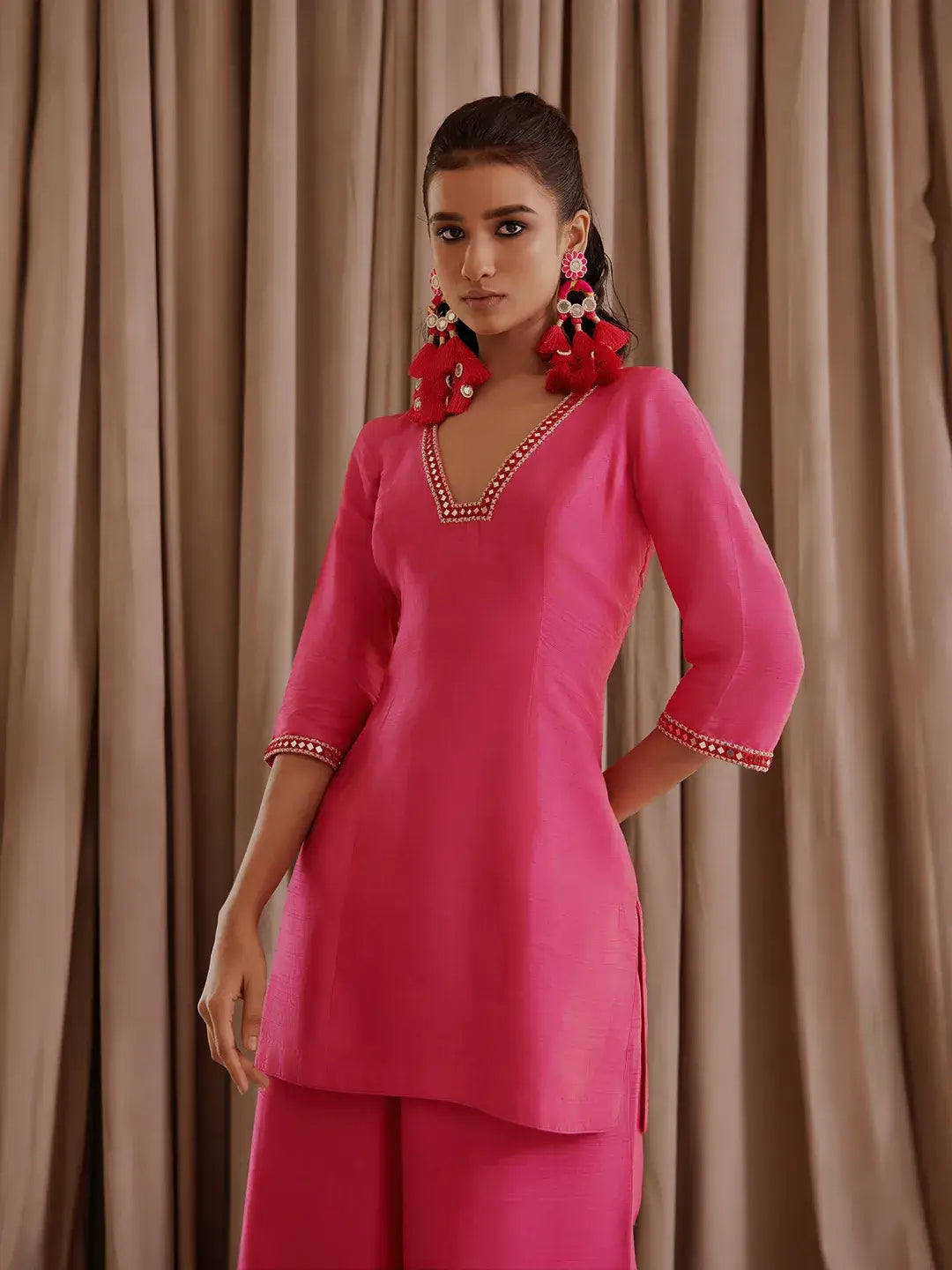 Hot Pink Kurti Palazzo Set