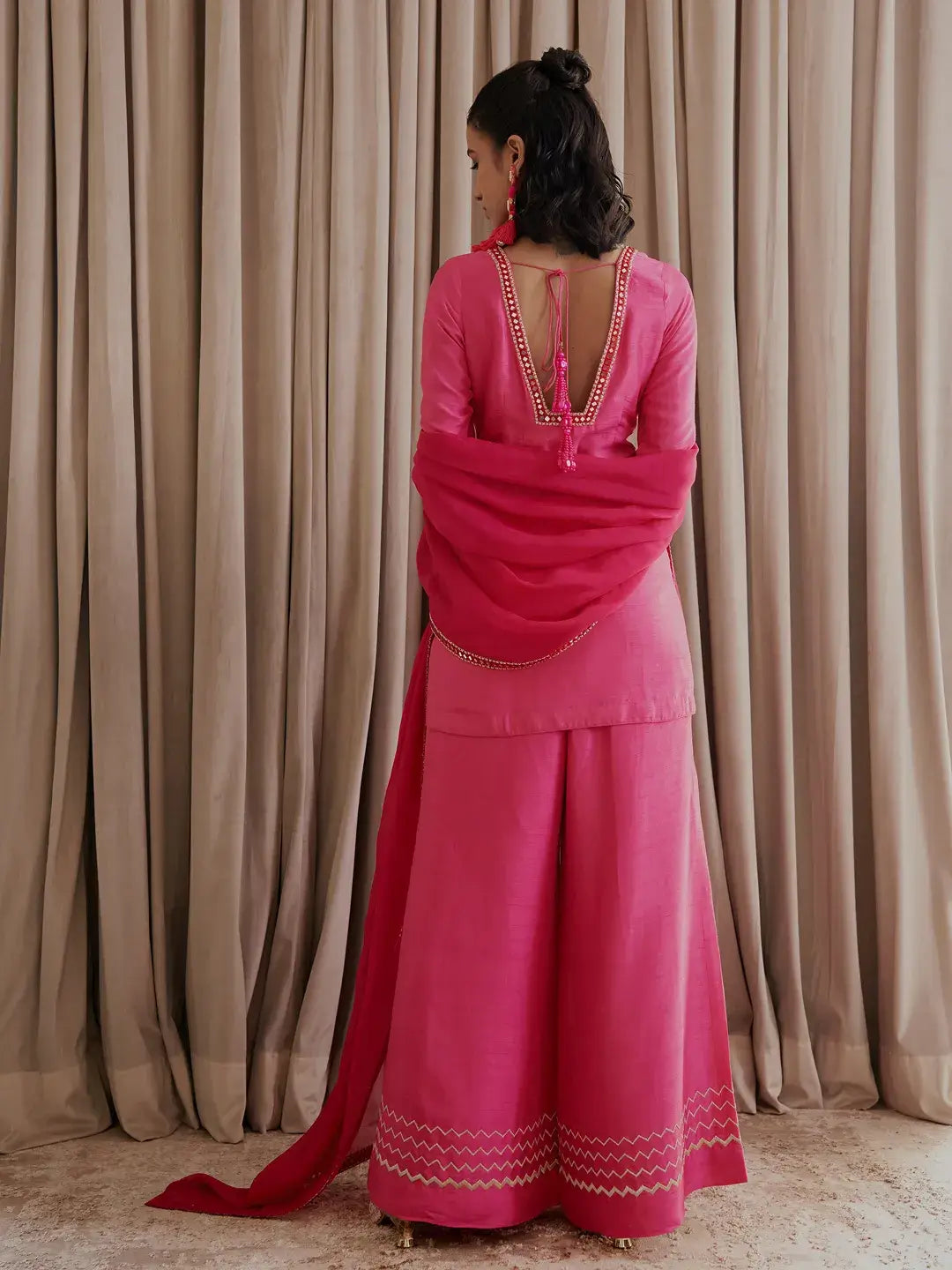Hot Pink Kurti Palazzo Set
