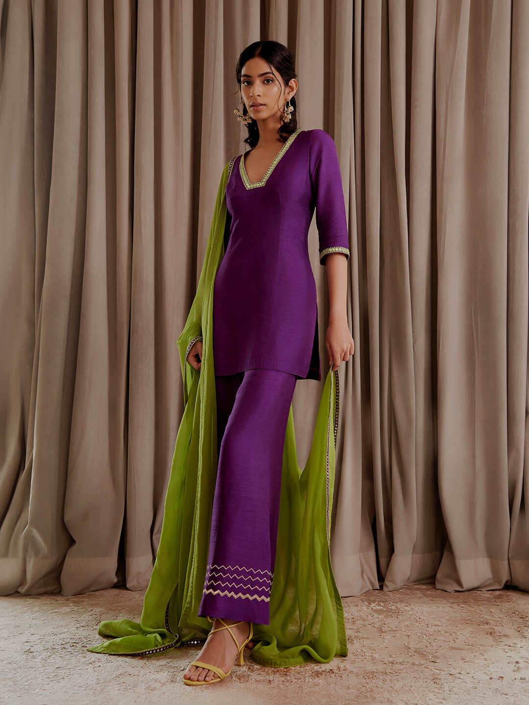 Purple Kurti Palazzo Set
