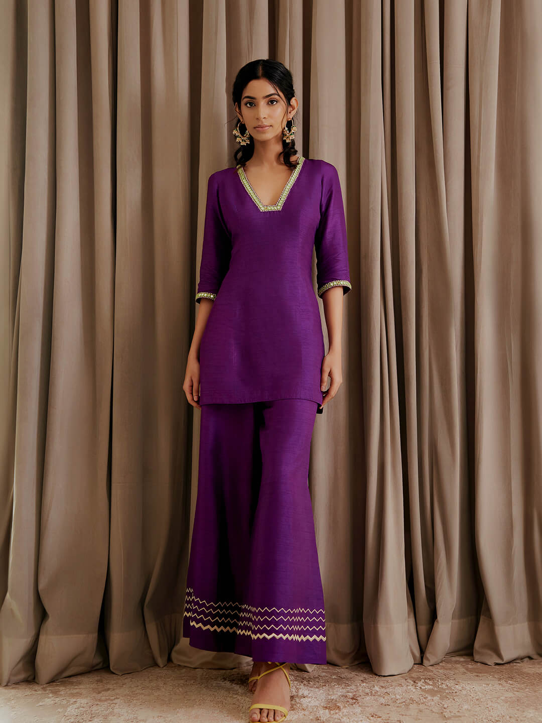 Purple Kurti Palazzo Set