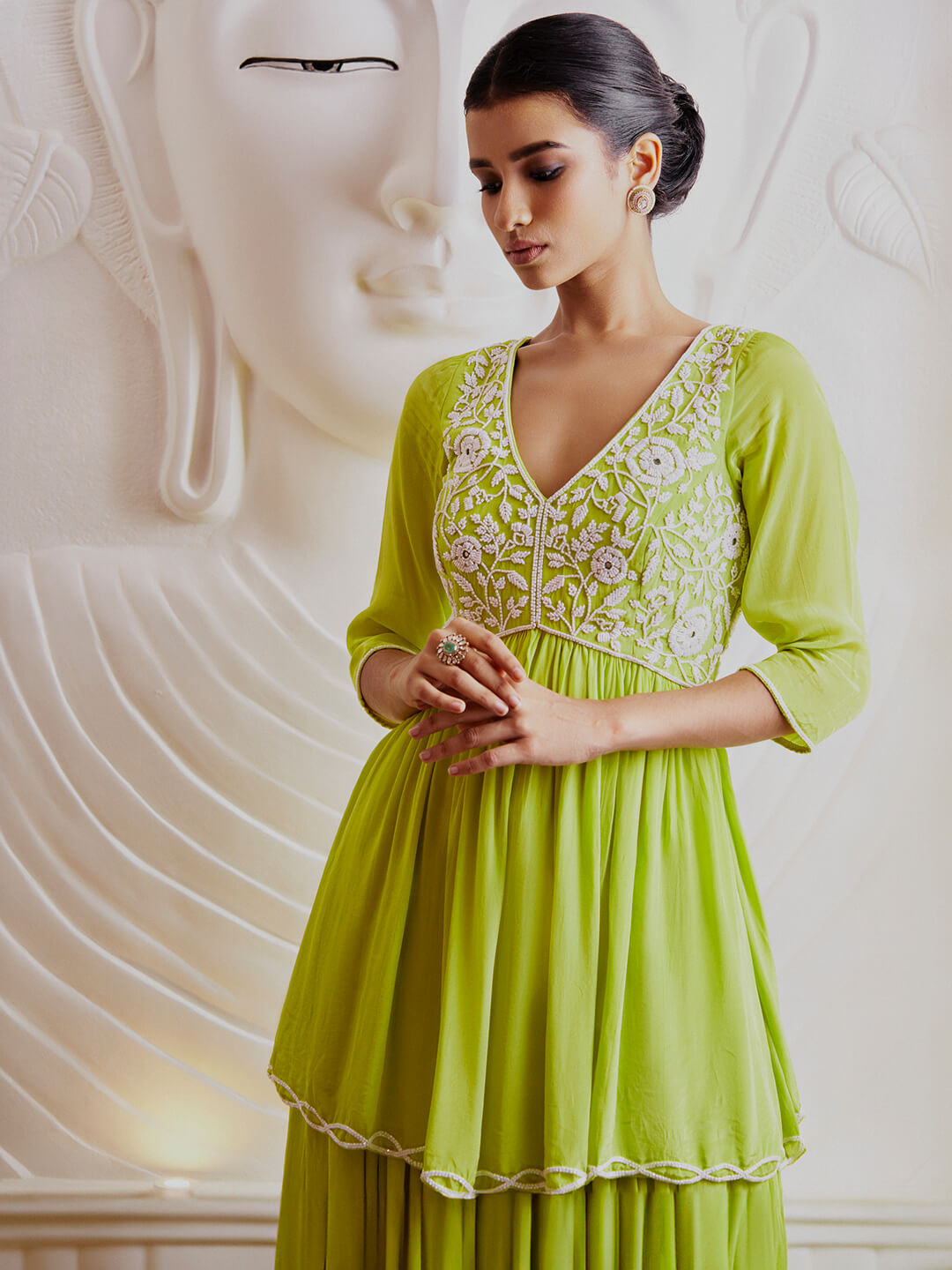 Parrot Green Kurti Set