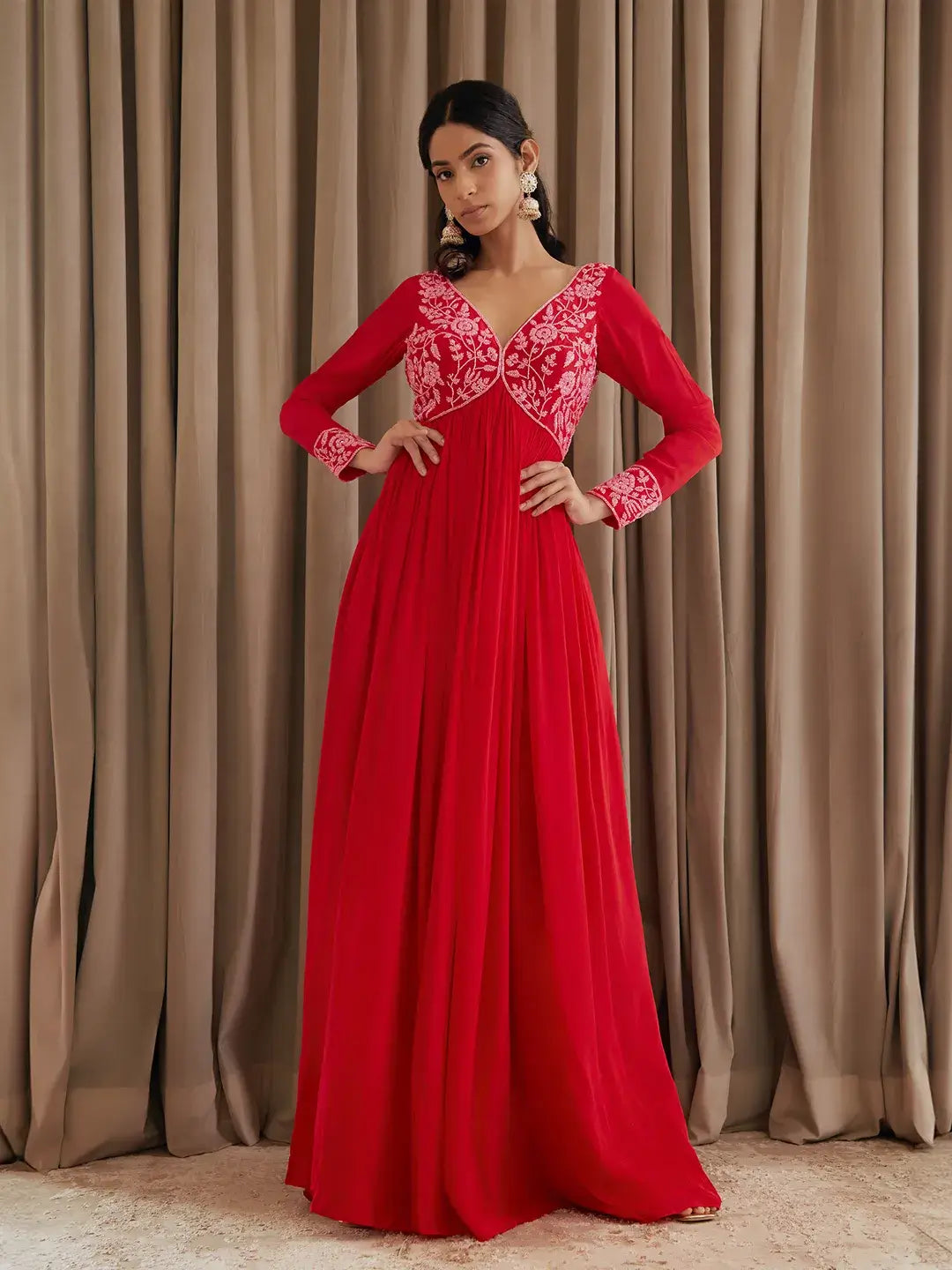 Hot Red Anarkali Set