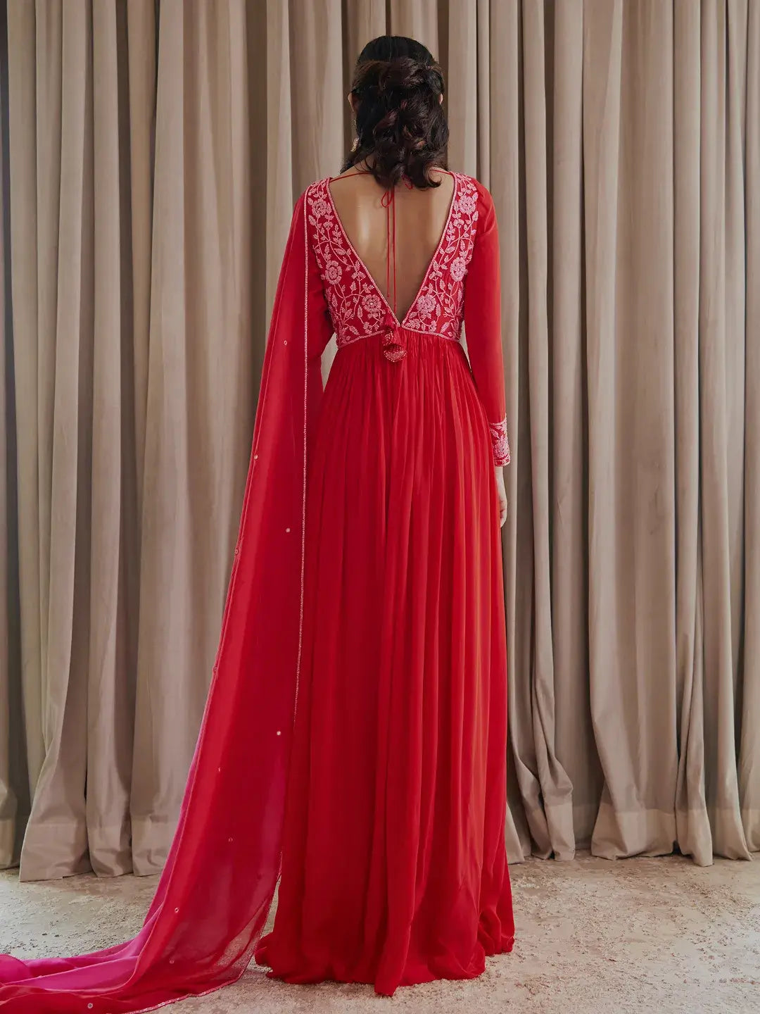 Hot Red Anarkali Set