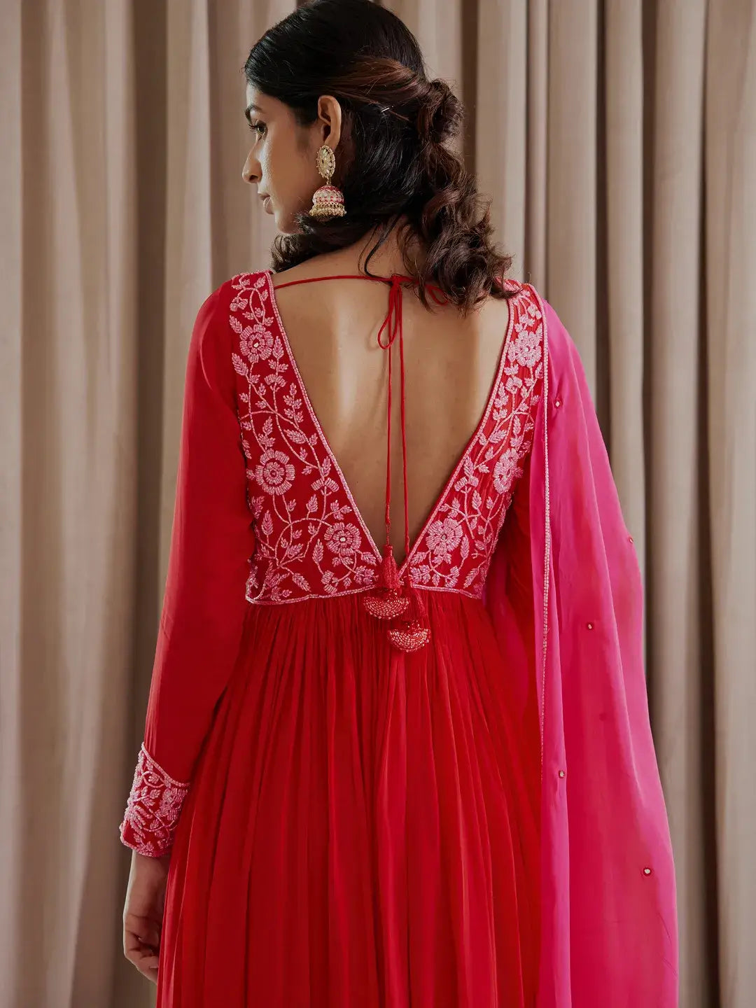 Hot Red Anarkali Set