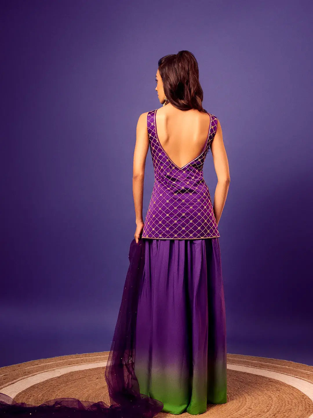 Purple-Green Ombre Checks Set