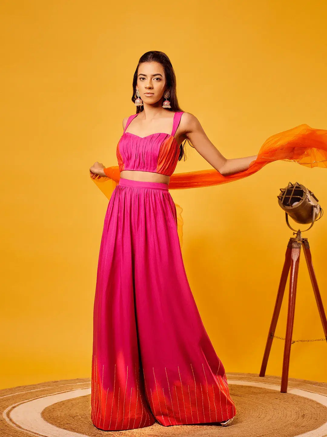Pink-Orange Ombre Ruching Set